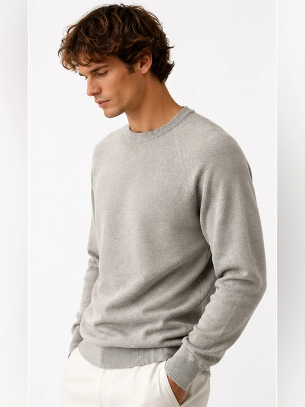 J.Crew Mens Heather Gray Seed Stitch Cotton Crewneck Light Sweater NWT XL